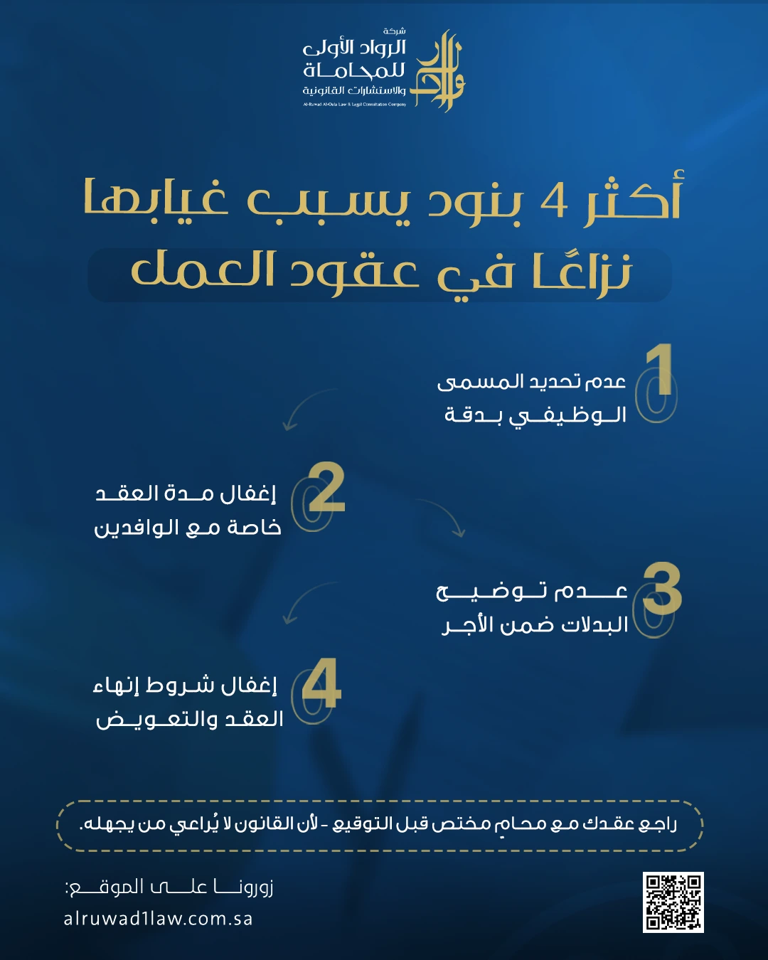 أكثر 4 بنود يسبب غيابها نزاعًا في عقد العمل في السعودية